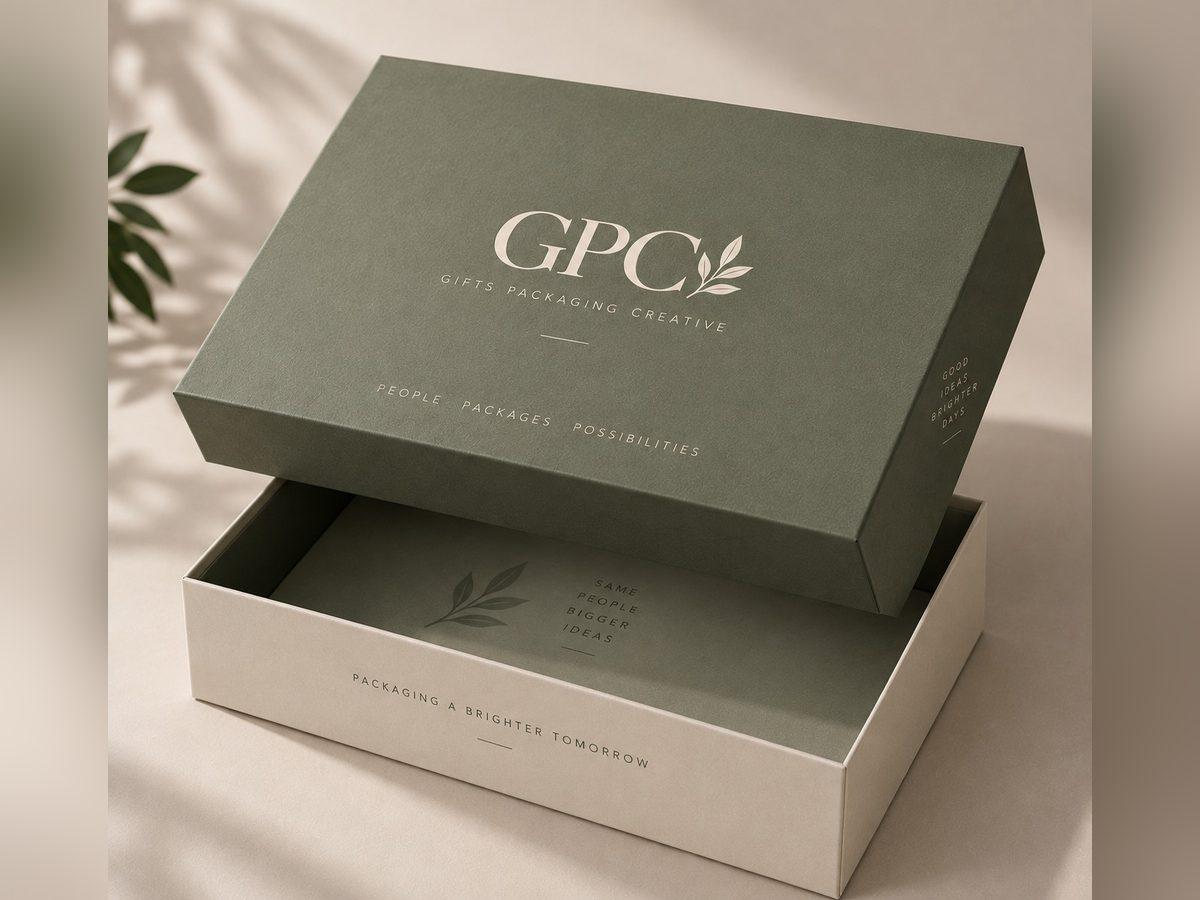 Shallow lid and base presentation box in sage green