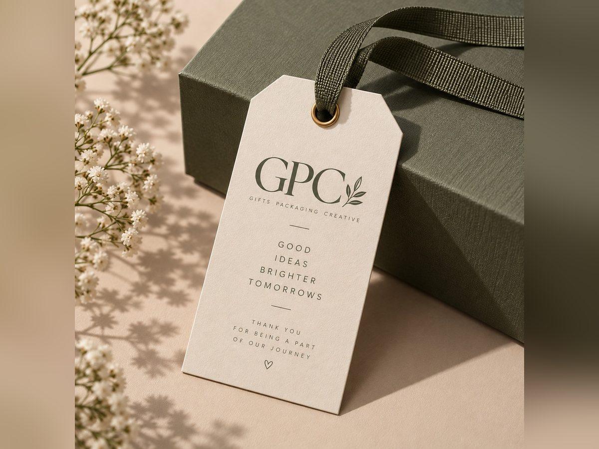 Set of printed hang tags with knotted cords