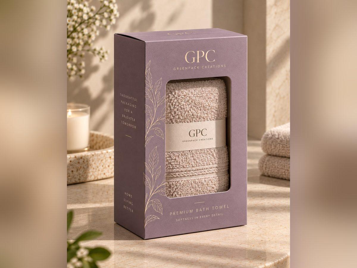 Window carton in lilac board with the product visible through the die-cut panel
