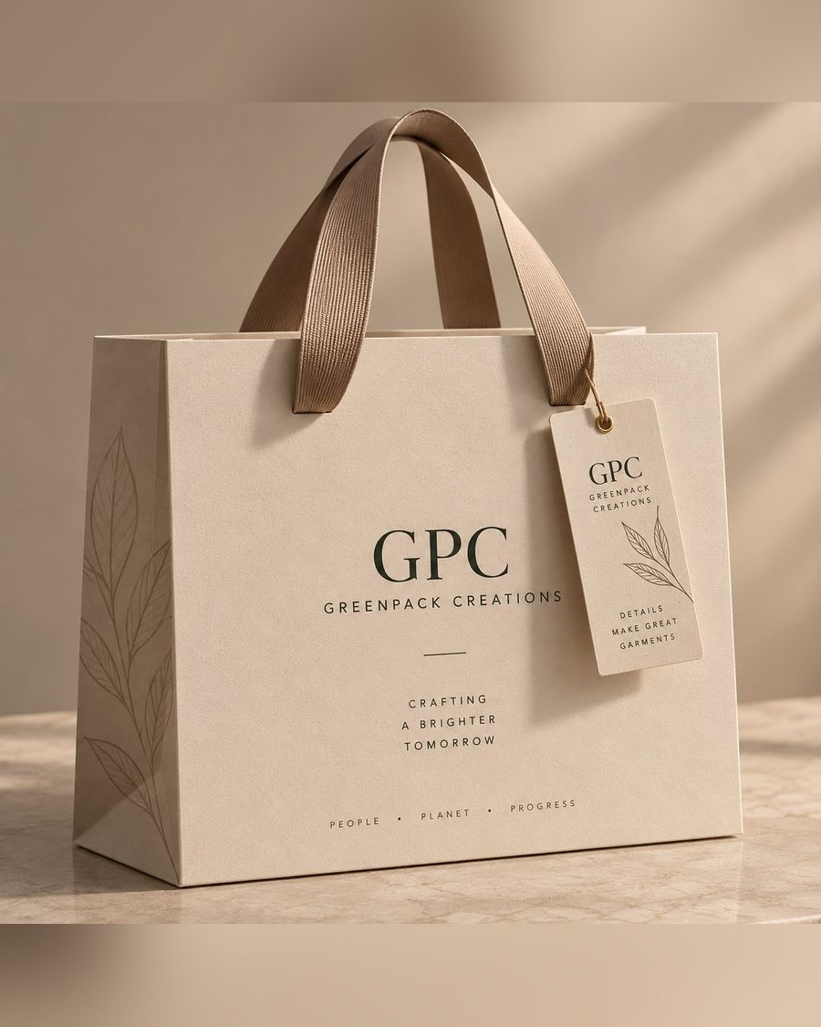Luxury paper carrier bag with ribbon handles