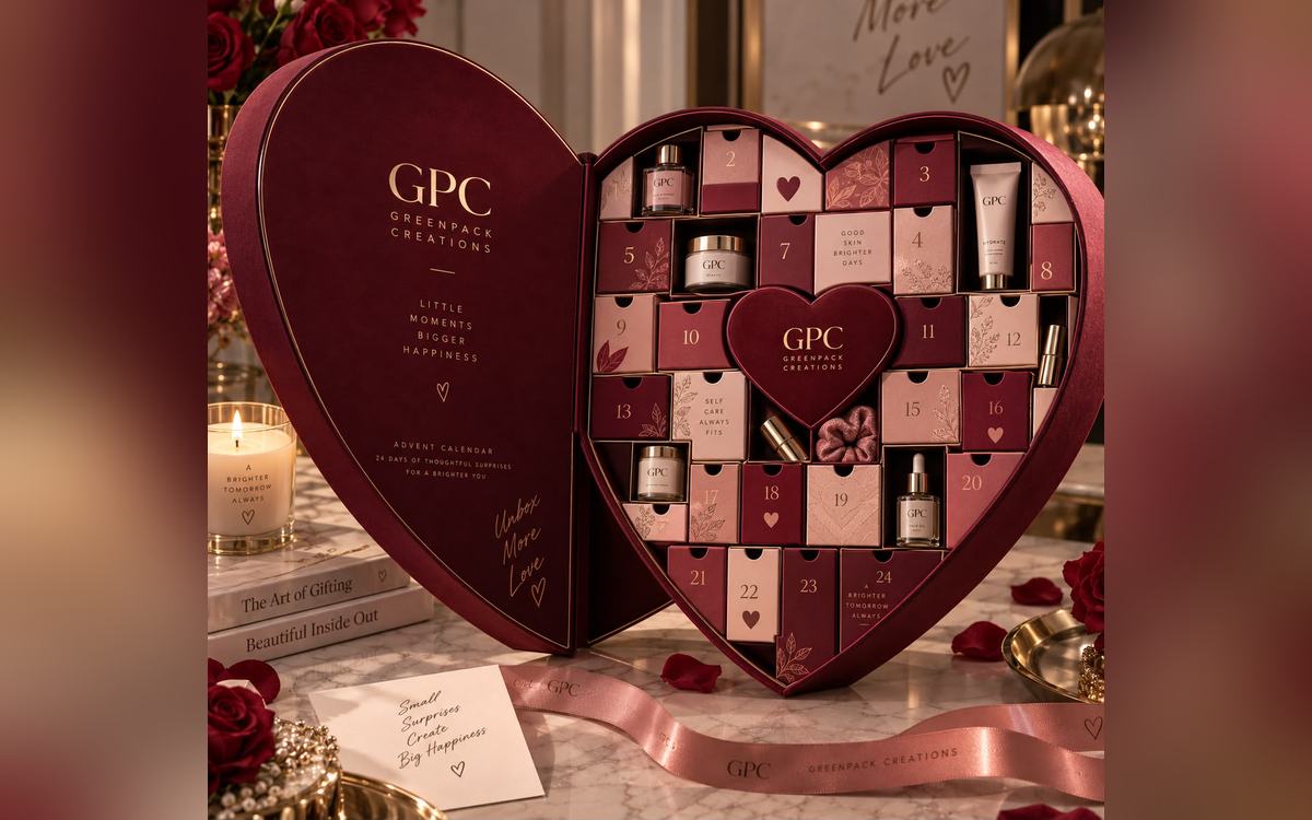 Heart-shaped chocolate box with filled compartments